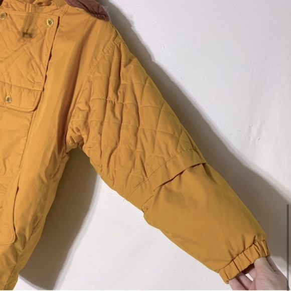 Vintage 90s Elements Mustard Yellow Coat With Removable Hood M - Picture 6 of 16